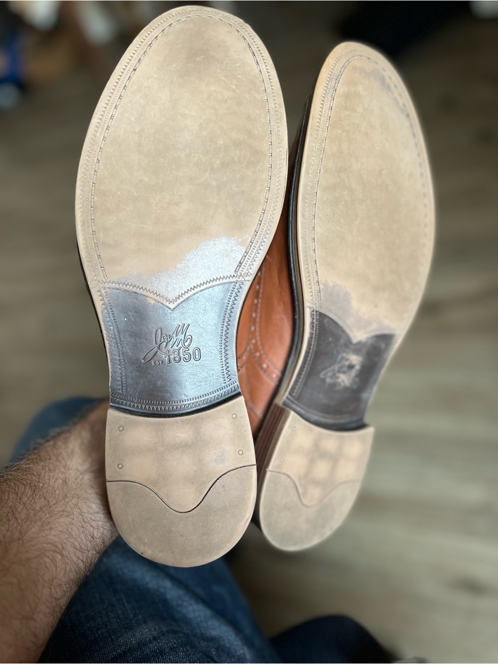 Johnston & Murphy 1850 Grayson Wingtip Oxford Mixed Media Tan Linen Men's 11.5 M - Picture 7 of 16